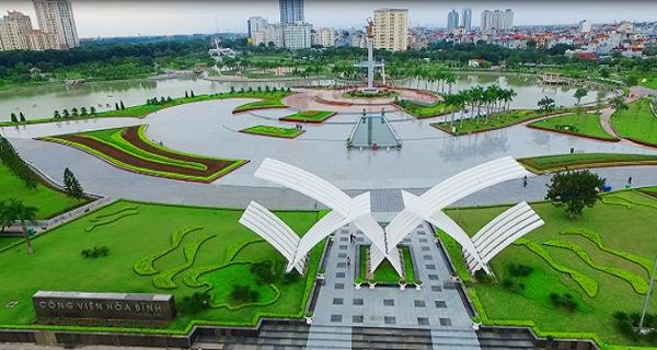 Hoa Binh Park is considered one of the symbols of Hanoi.
