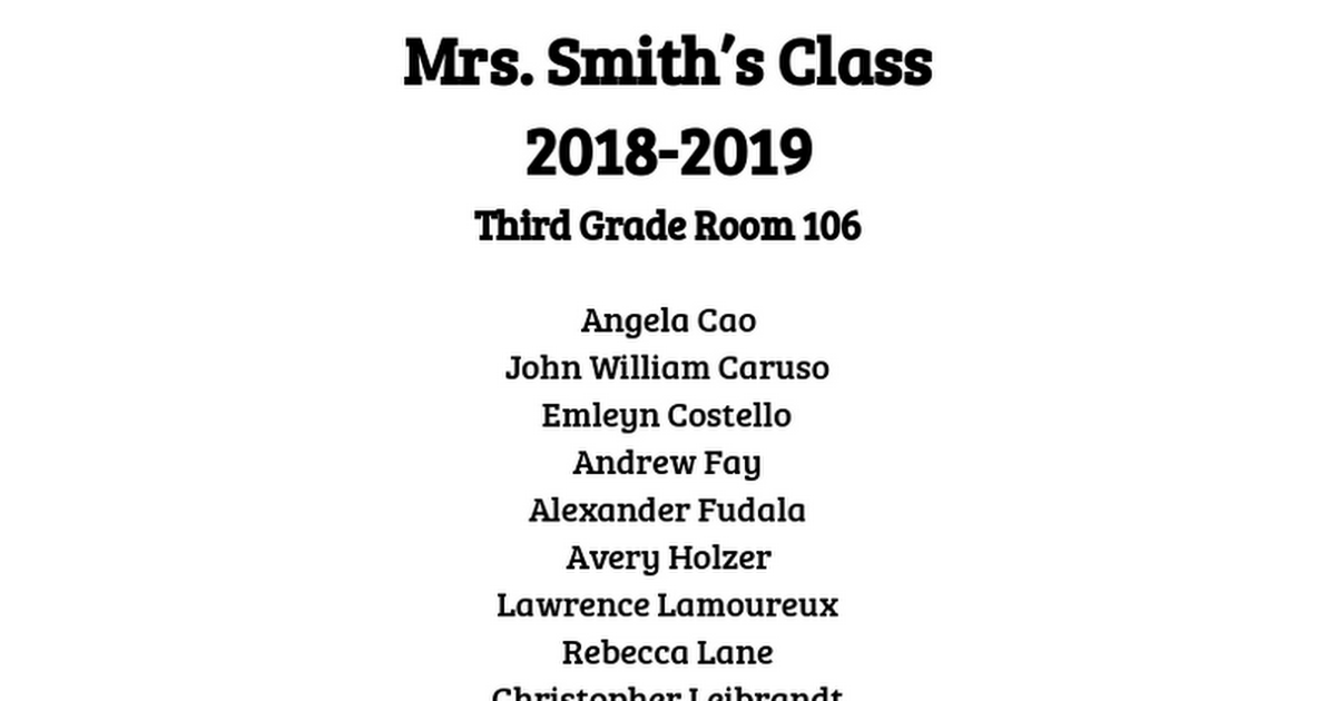 Class List 2018-2019