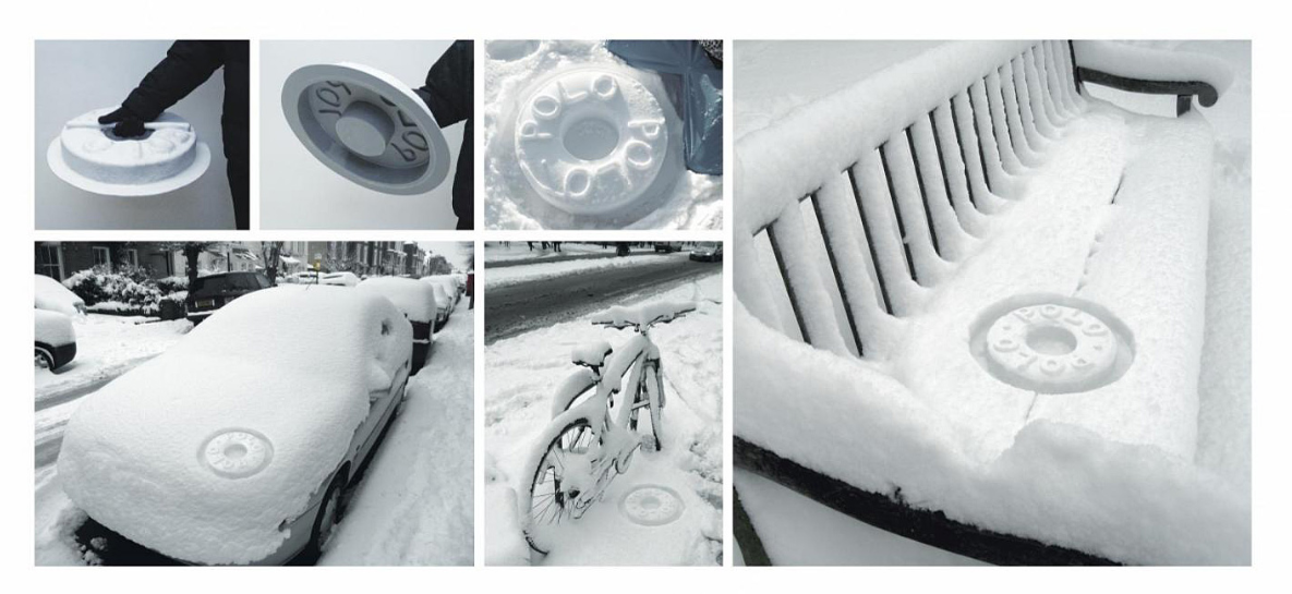 Polo marketing campaign which used an imprinted lid to leave Polos in the snow.