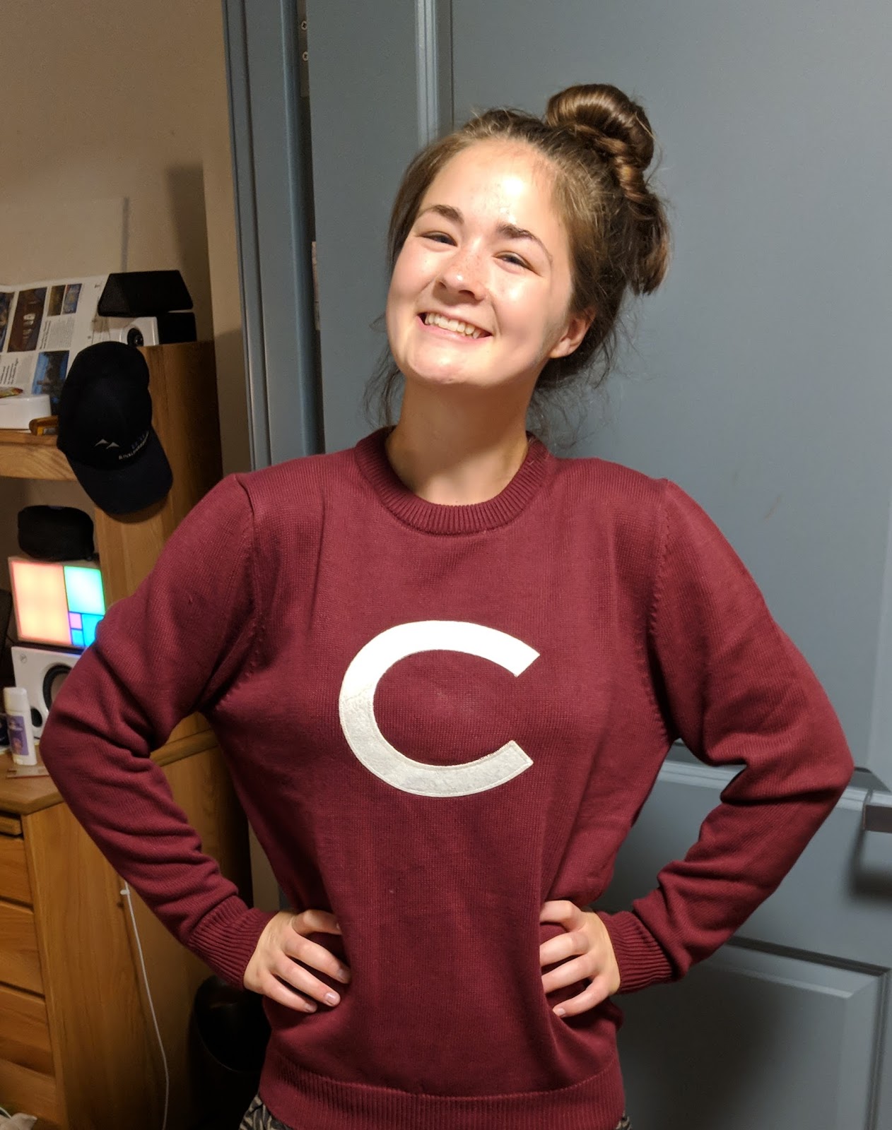 a photo of the author in a Colgate sweatshirt