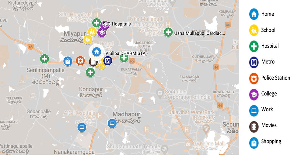 Miyapur Map with Daily Touchpoints