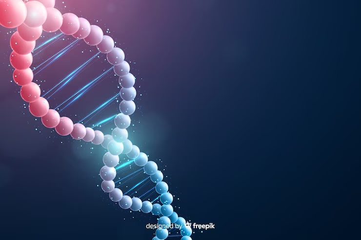 Abstract DNA background - representing the intricate nature of MCAT Biochemistry concepts and their importance in the blog 'MCAT Biochemistry 101: Essential Topics and Strategies'.
