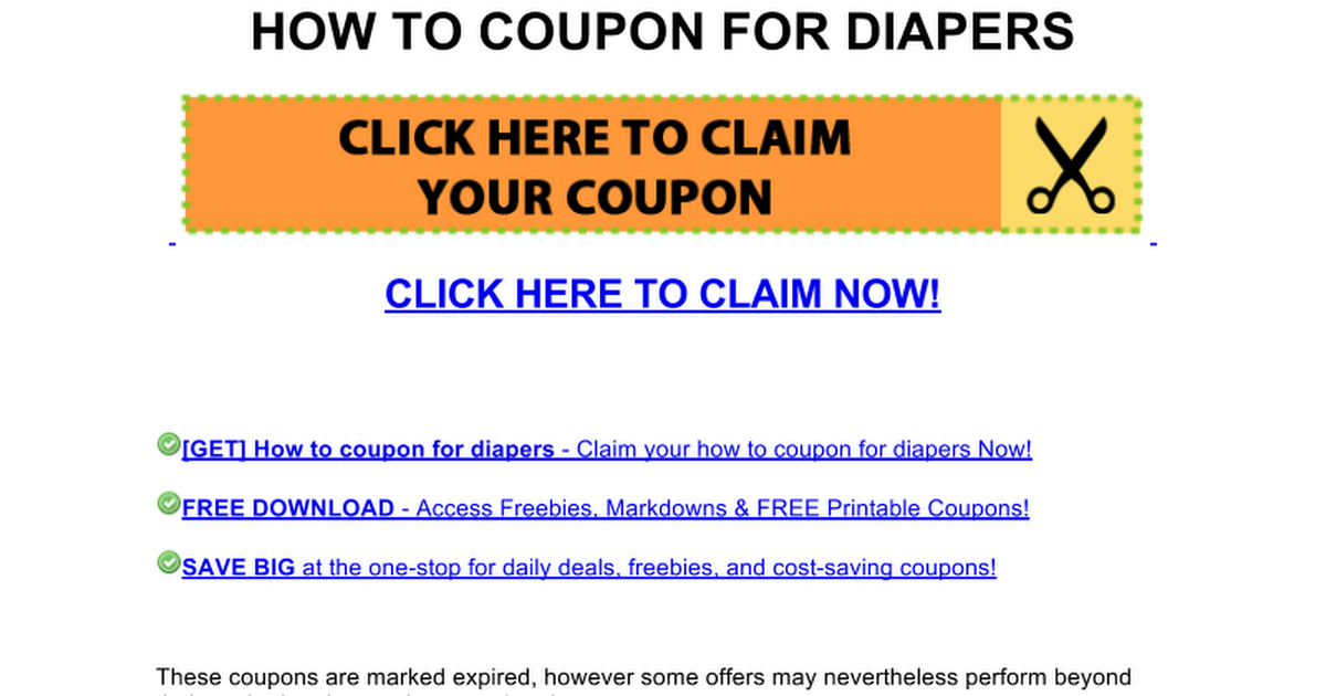 How To Coupon For Diapers