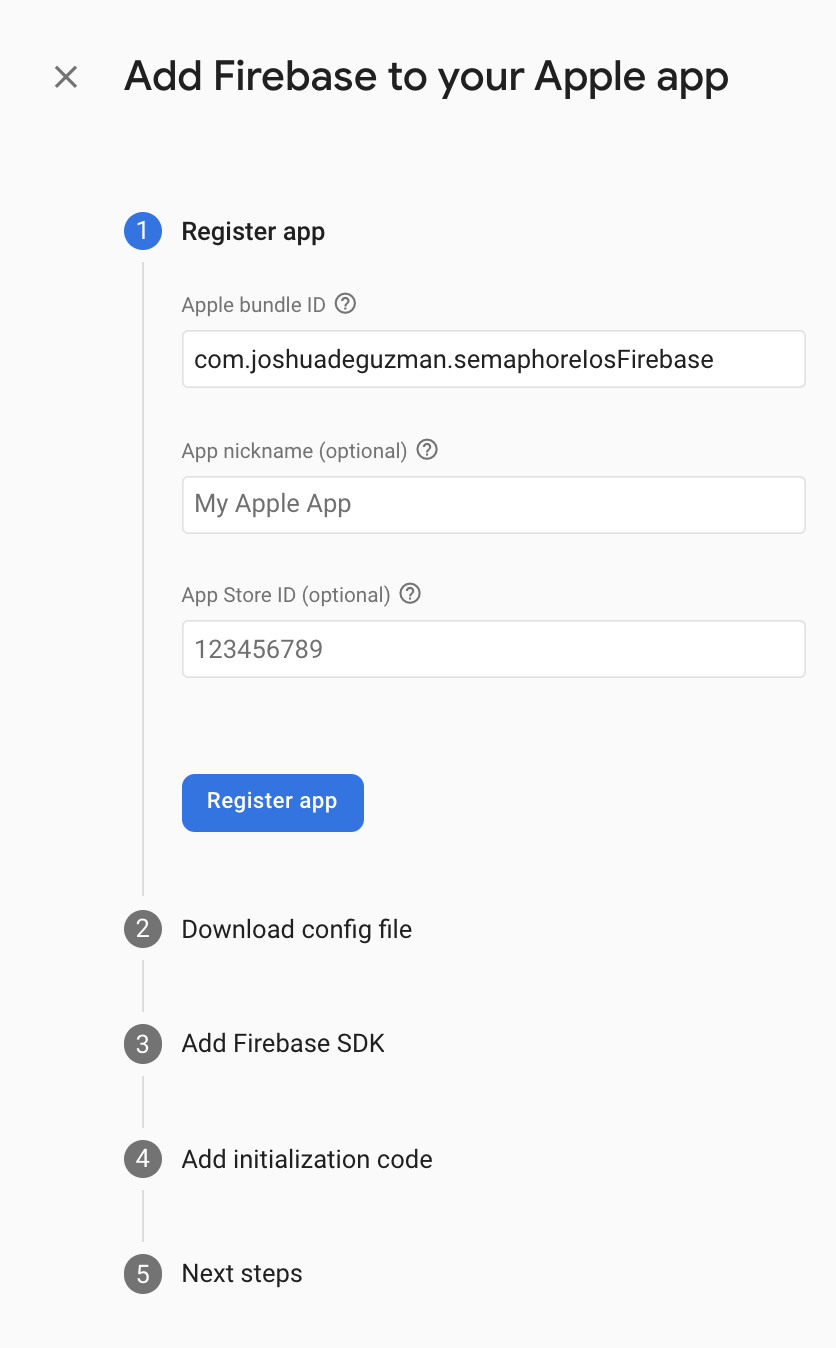 add firebase to your apple app