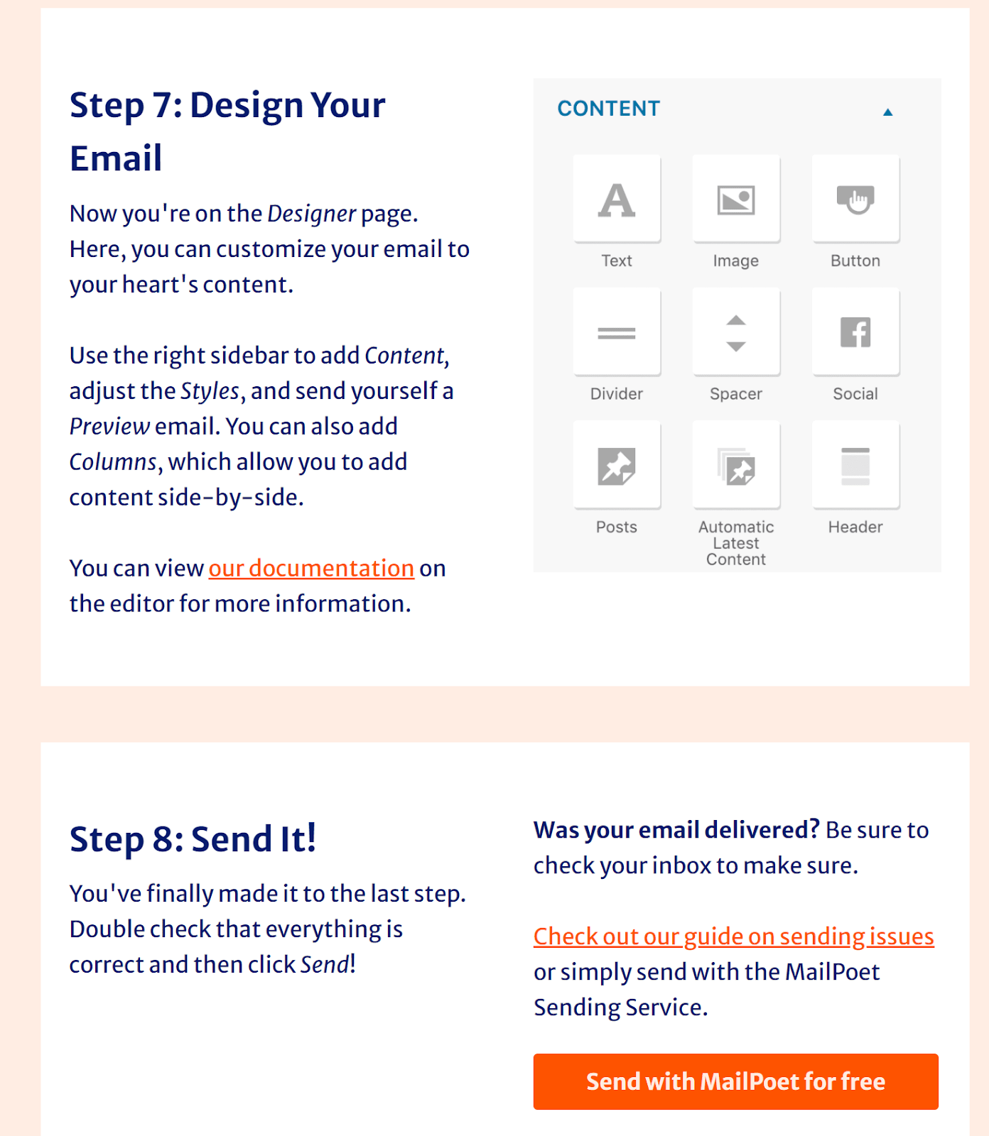 Preview of MailPoet's email course