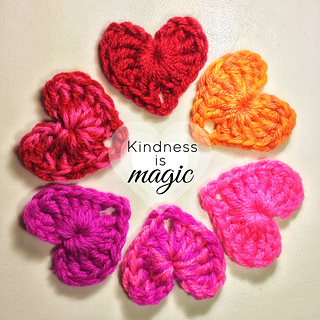 simple crochet hearts in different colors