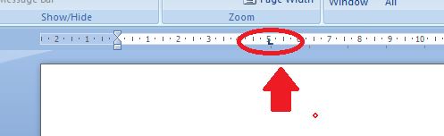 Klik di Ruler bagian atas, misalnya di angka 5 untuk menentukan dimana lokasi tab berhenti dan dipakai menulis titik dua. 