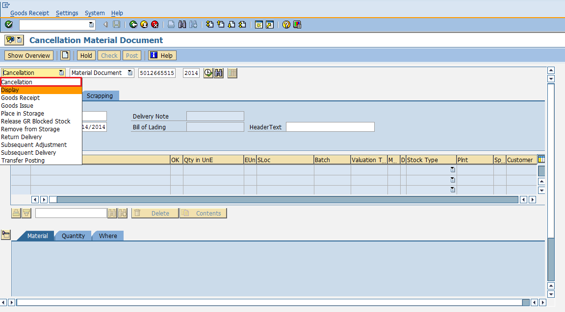 SAP IM cancel GR path