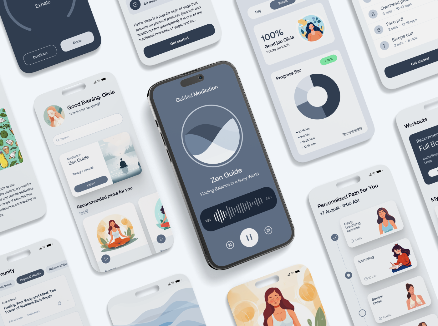 app design UX UI illustration artifact for ZenZone