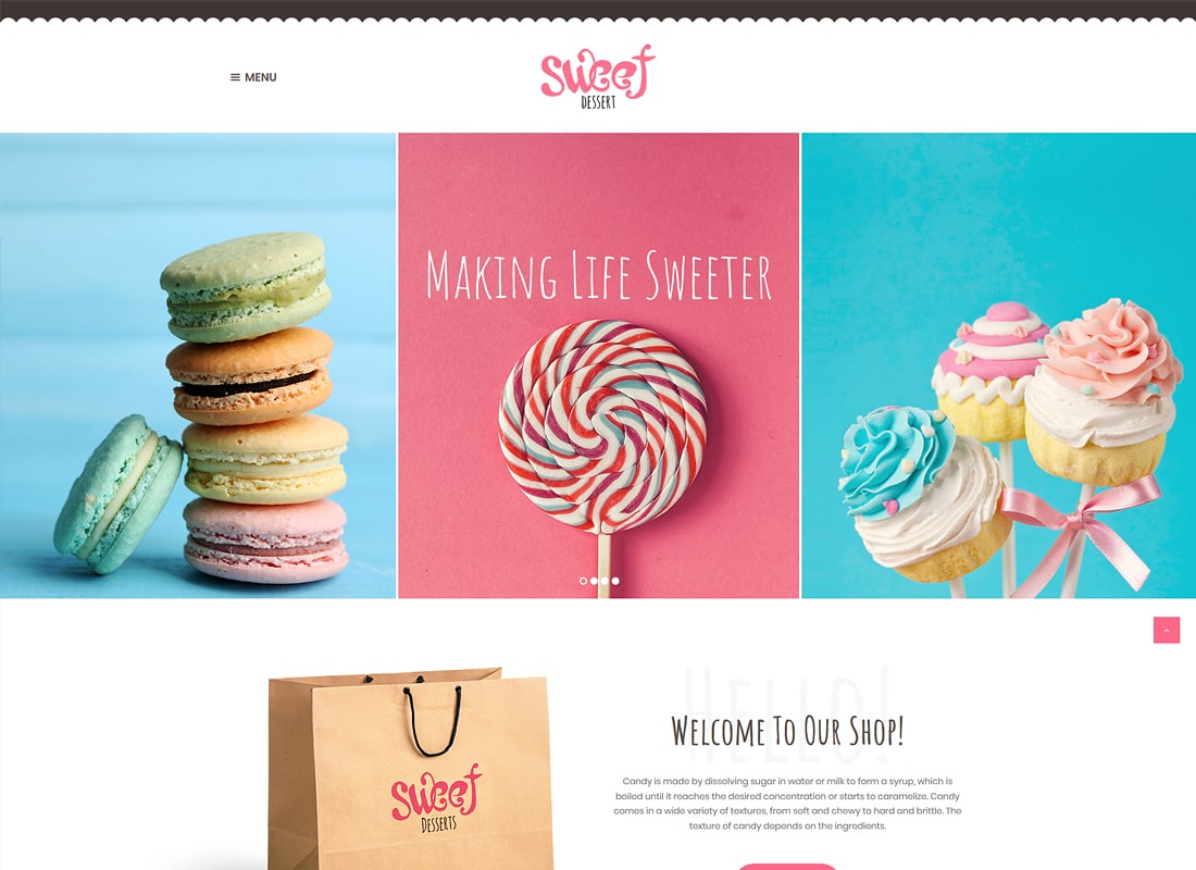 Dessert sucré |  Thème WordPress pour Candy Shop & Cafe