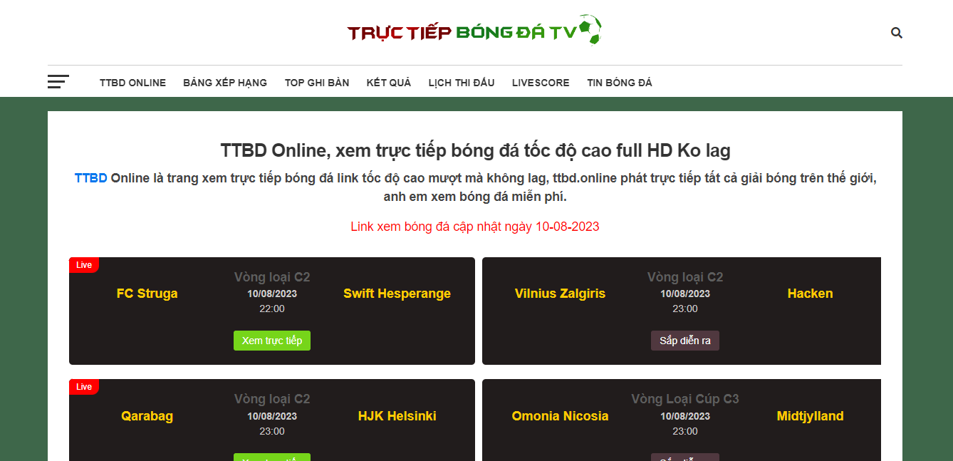 TTBD Online - Xem bóng đá trực tiếp với bình luận viên người Việt