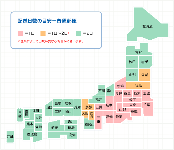 配送日数の目安－普通郵便