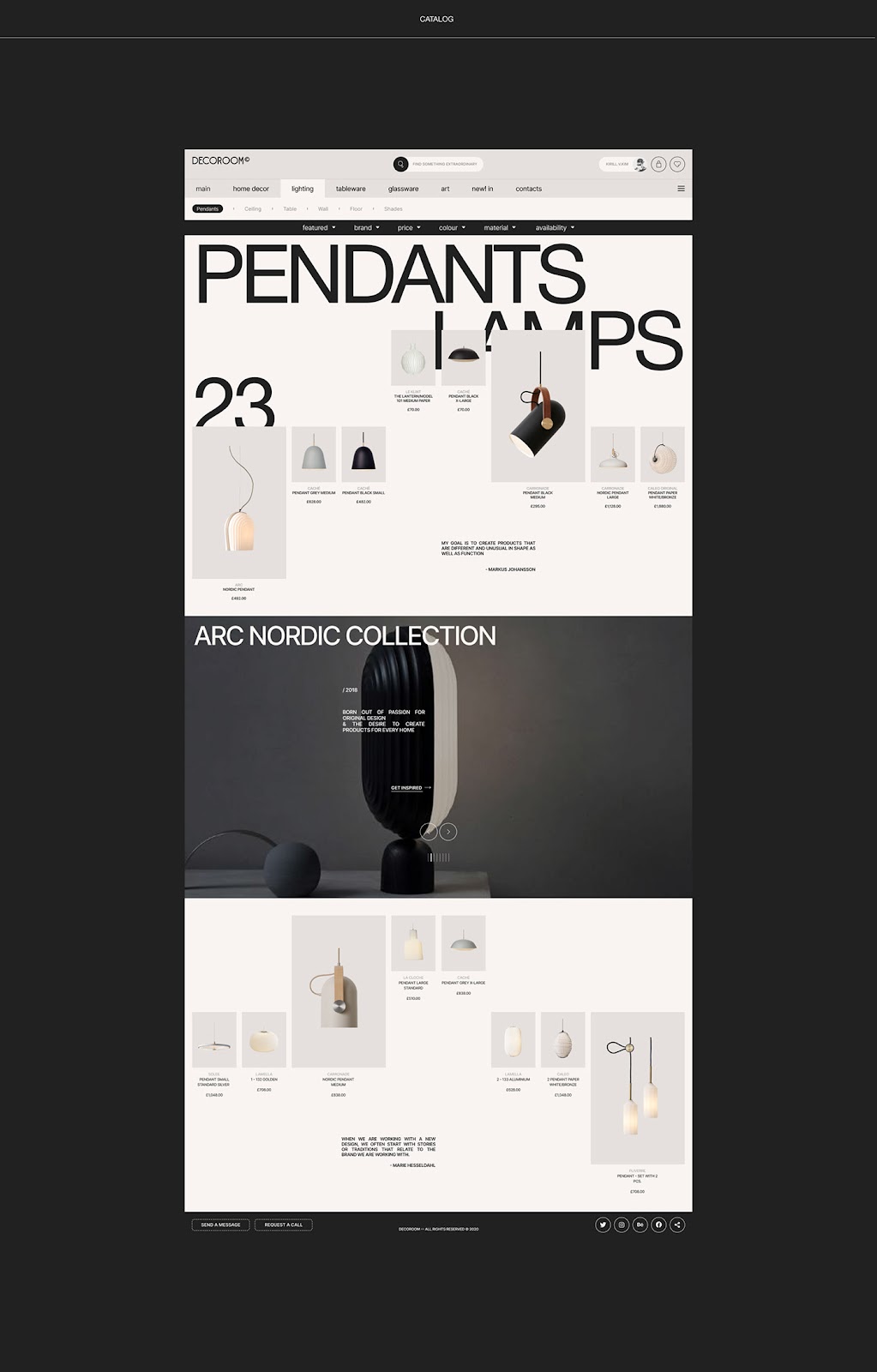 aesthetic decor Ecommerce furniture shop site UI ux Web Website