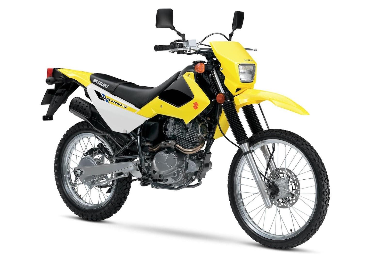 Yellow 2023 Suzuki DR200S Dual Sport Motorcycle at Showroom