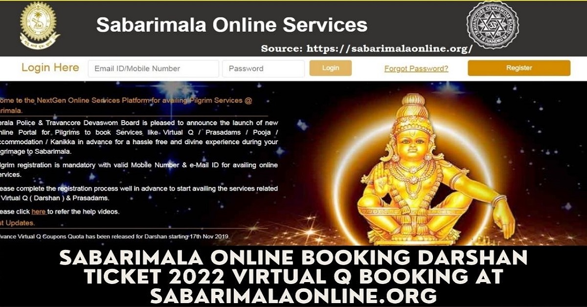Sabarimala Online Booking Darshan Ticket 2022 Virtual Q Booking at Sabarimalaonline.org