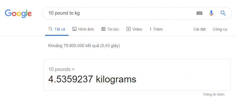 Chuyển đổi Pound sang Kg