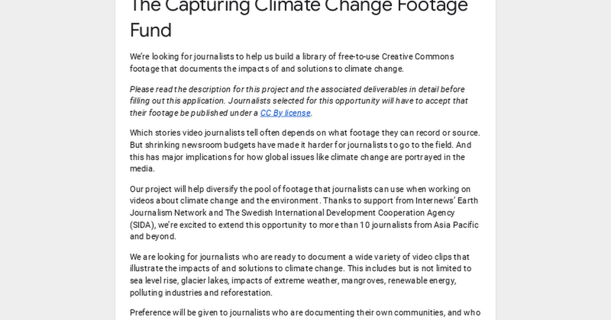 Help us build a library of free climate change footage