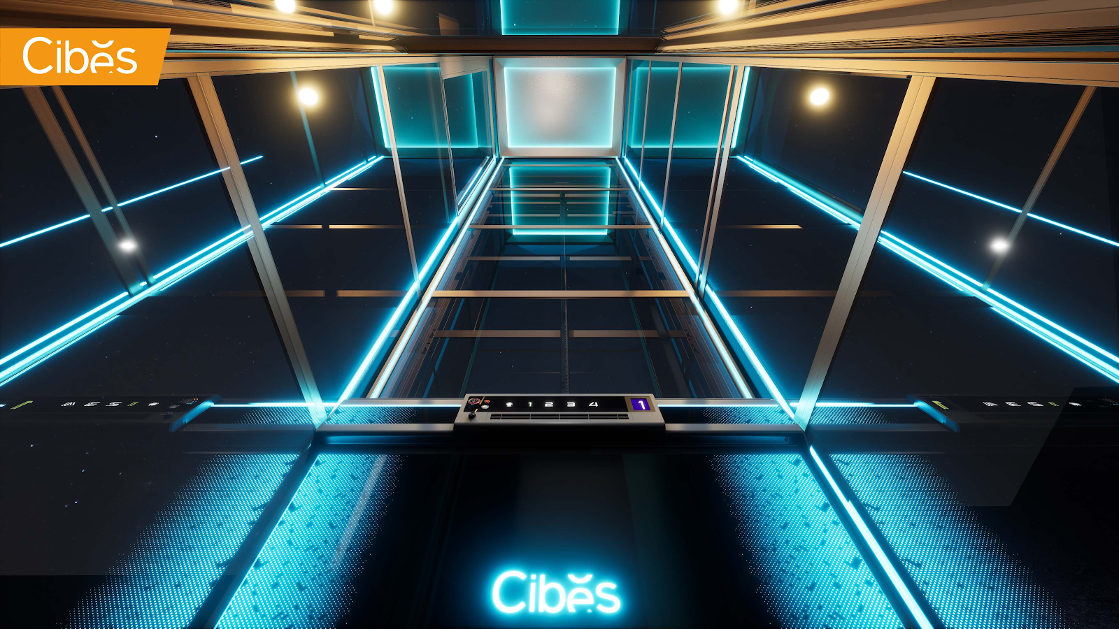 Sản phẩm thang máy Cibes được thiết kế sử dụng đèn LED ấn tượng, tiết kiệm điện