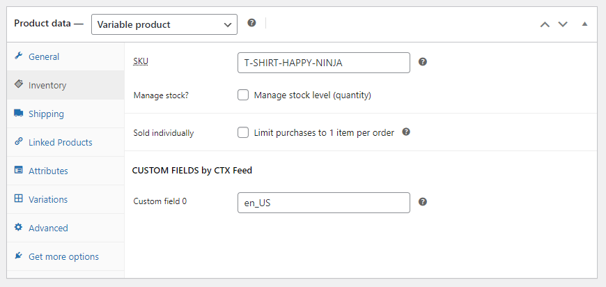 Custom field value