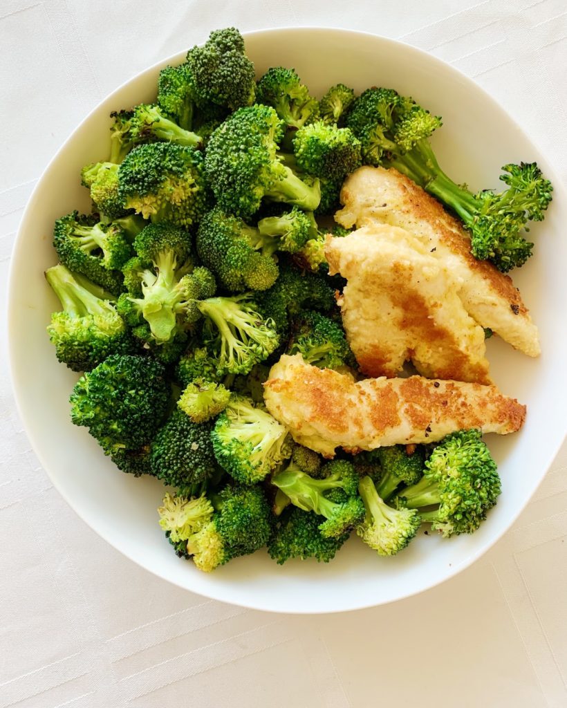 Parmesan Crusted Chicken Tenders with Broccoli