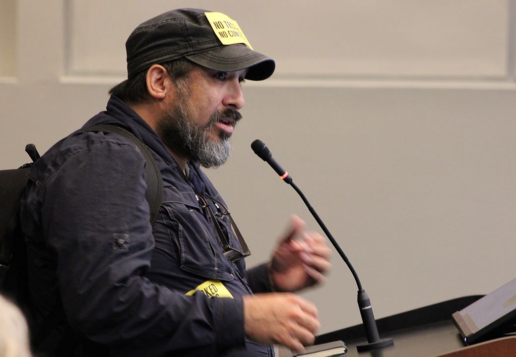 Vallejo resident TJ Walkup addresses the Vallejo City Council over a union proposal to limit drug testing for officers.