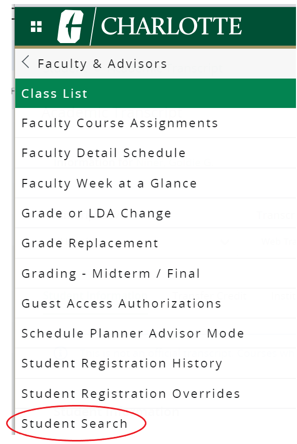 Student Search under Faculty and Advisors