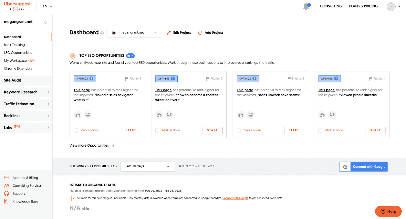 Ubersuggest platform