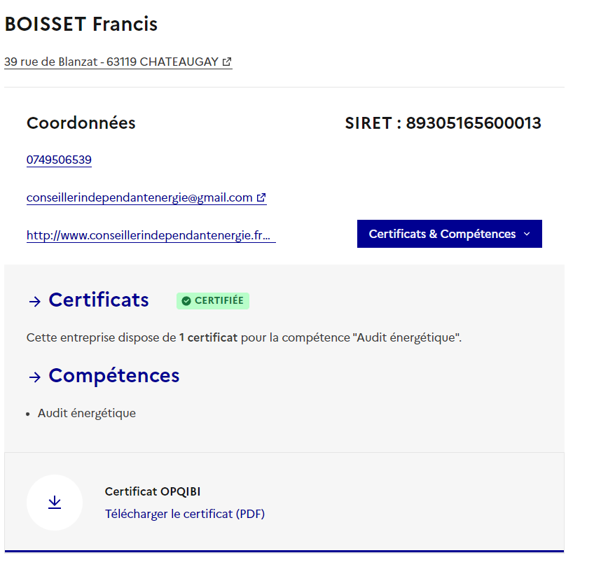 certificat opqibi sur france renov'