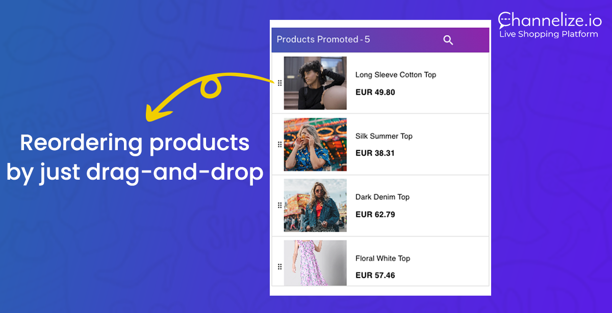 Ordering Promoted Products in Upcoming Shows by drag-and-drop