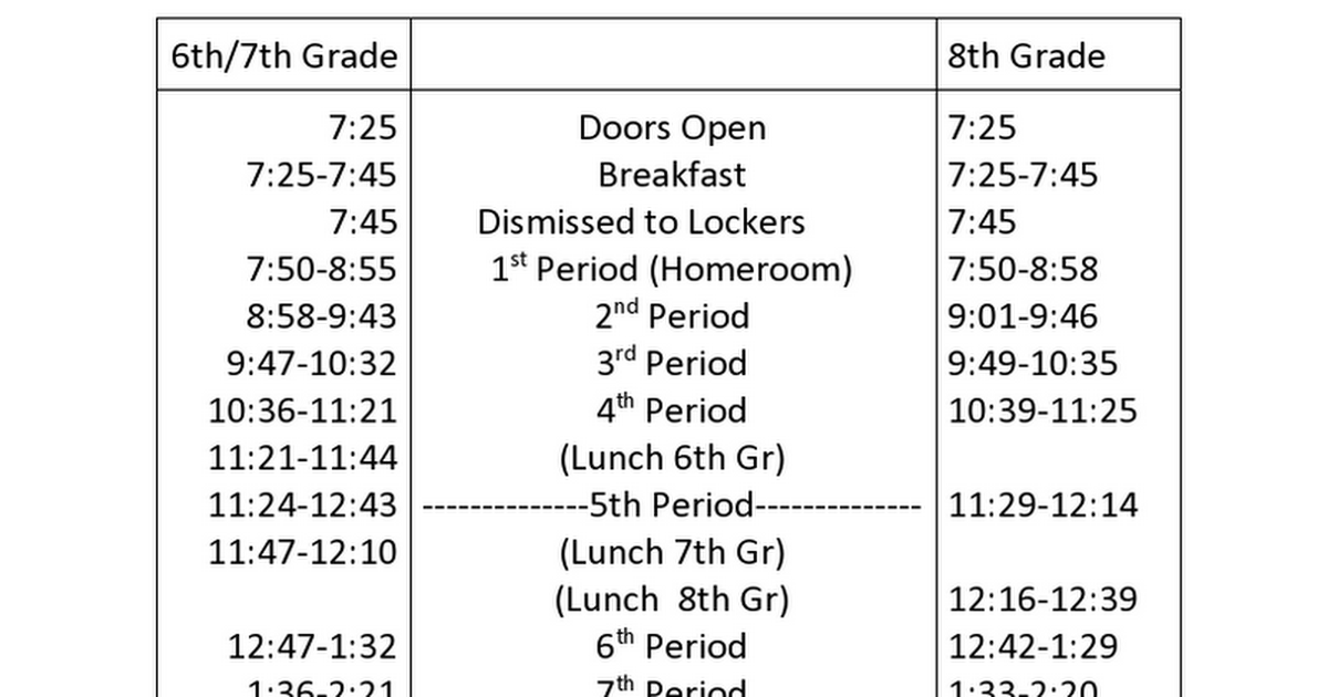 2018-19 Daily Schedule The Real Deal