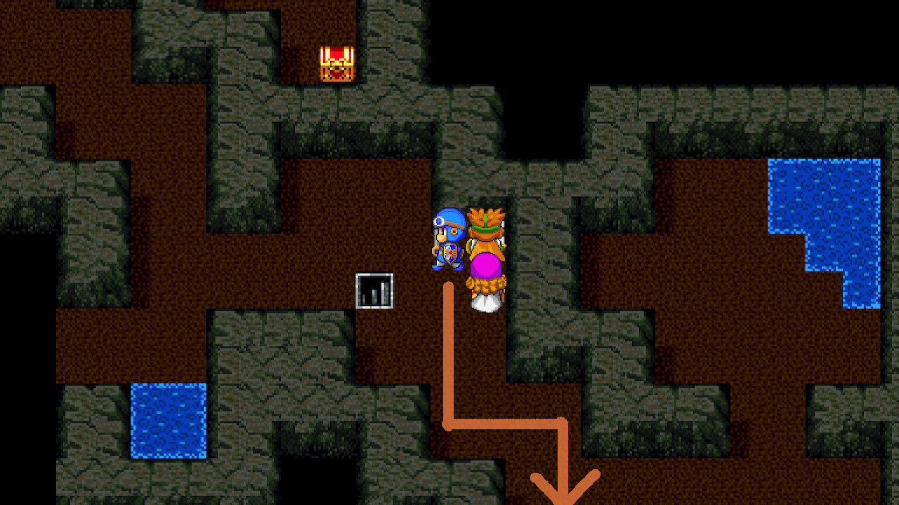 Head south to find the stairs going up. | Dragon Quest II