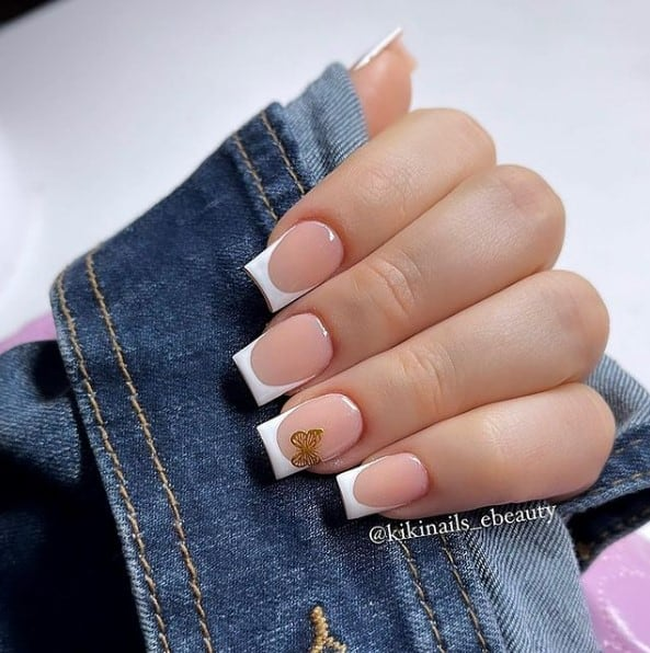 Full picture of the crisp white square tips to rock for all seasons