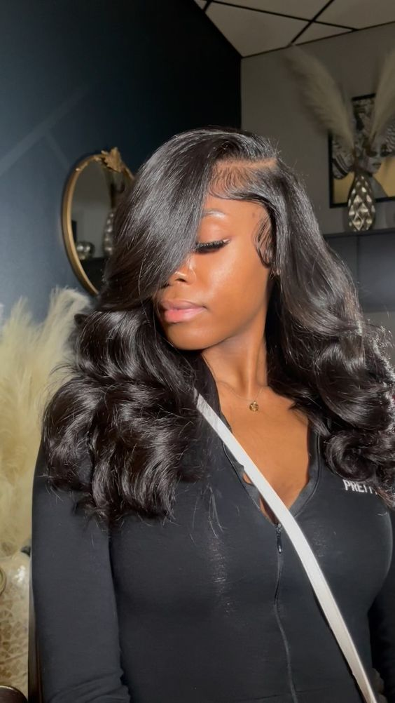 Girl takes a selfie to show off her gorgeous quick weave