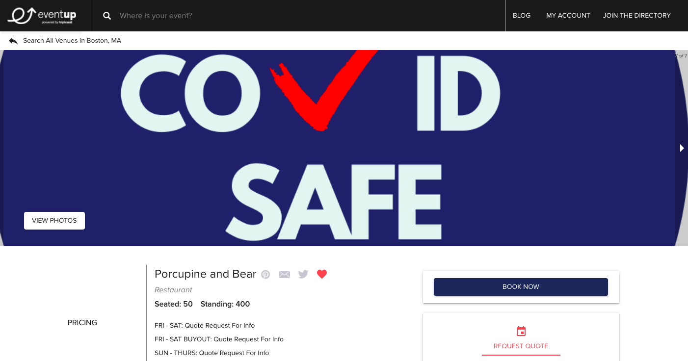 Update your EventUp listing with how COVID safe your venue is