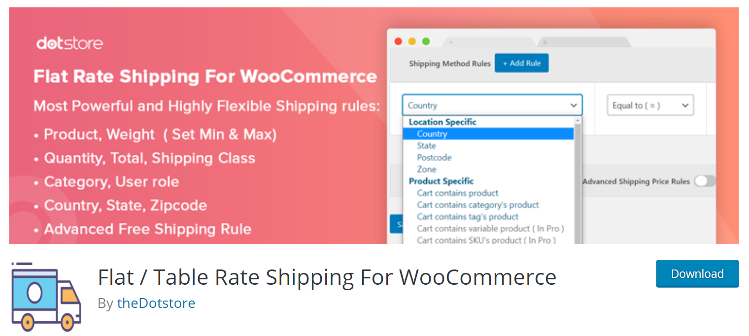 Flat / Table Rate Shipping For WooCommerce plugin