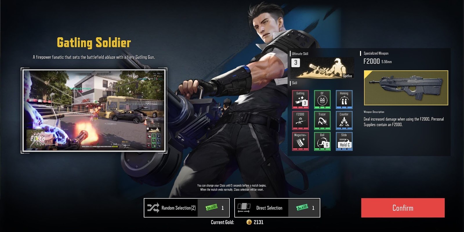 Gatling Soldier Super People Class Selection Screen