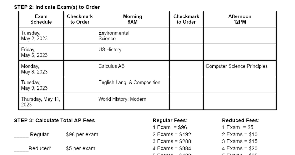 2022-23 AP Exam Status Confirmation