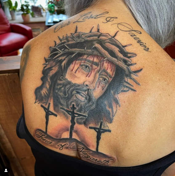 Religious Christian Tattoo For Back