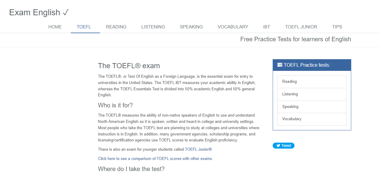 4. Website Exam English TOEFL Practice