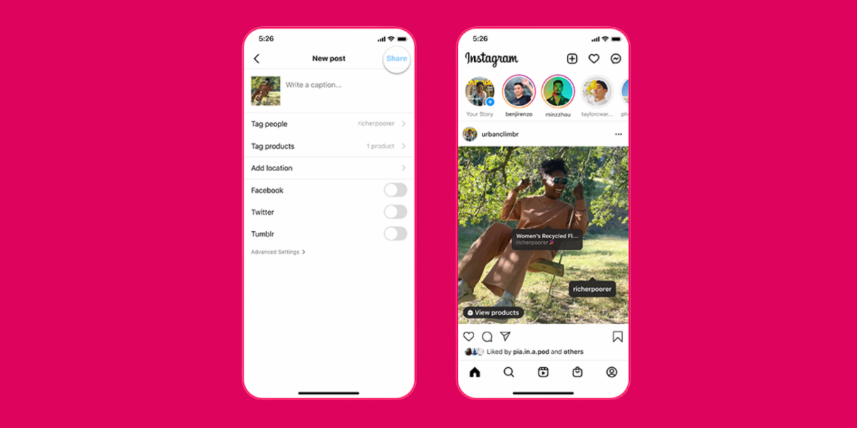 Shoppable Instagram posts: Final view after adding products tags