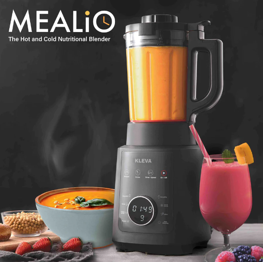 A blender with a drink in it  Description automatically generated with low confidence