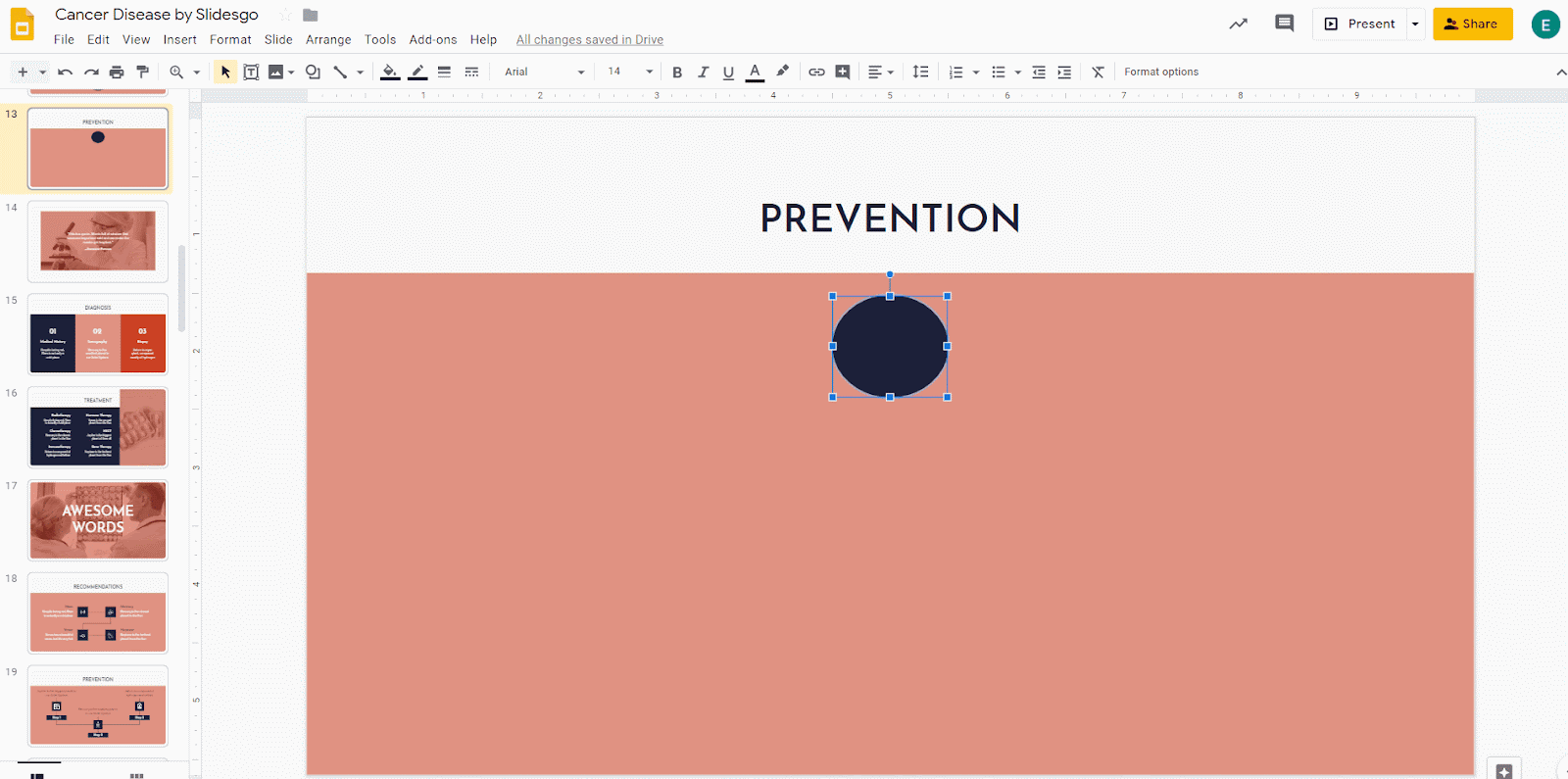 Changing the color of the oval in Google Slides