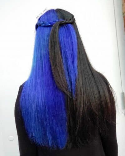 Black And Blue Half And Half Hair Color