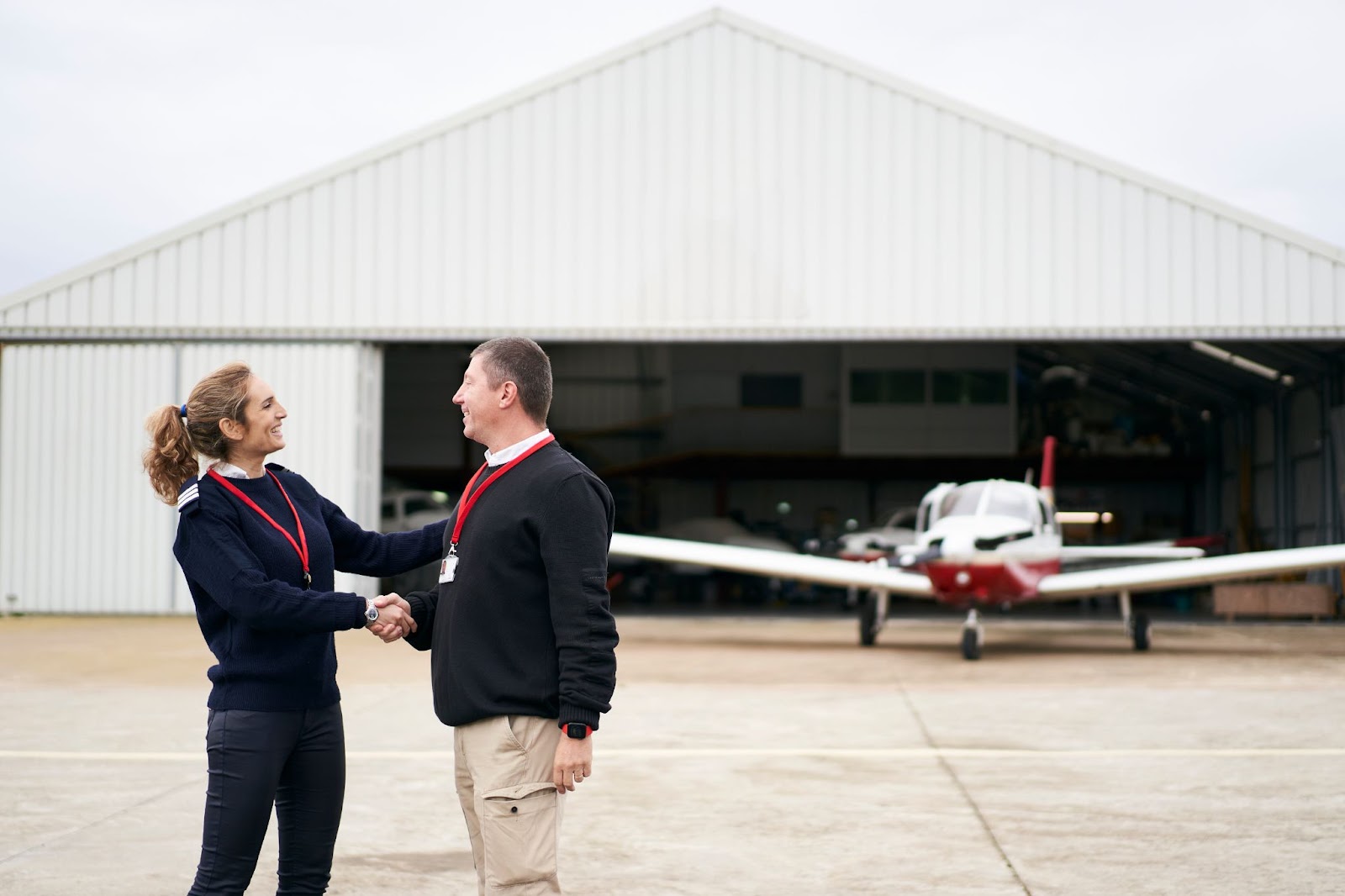 A flight instructor and their student.