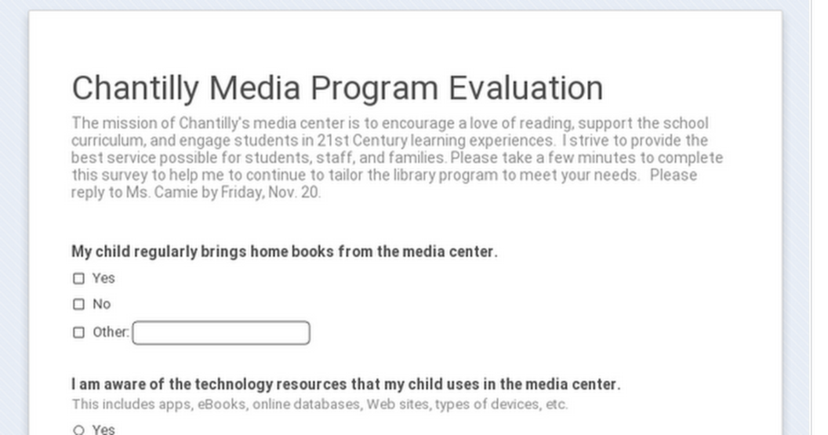 Chantilly Media Program Evaluation