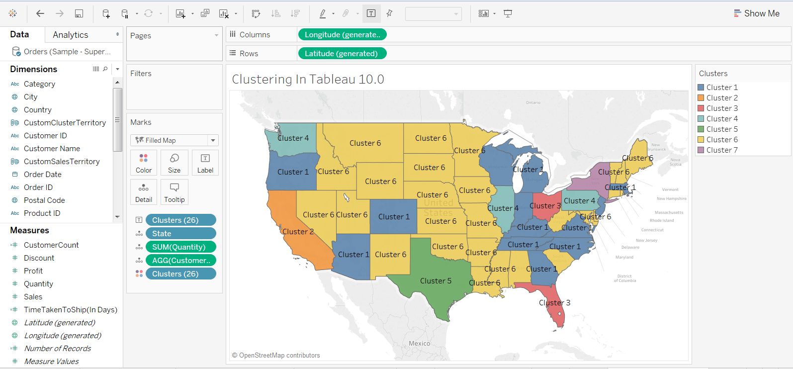 K-means Clustering in Tableau  & Visualizing Custom Sales territory based on the Analysis 39