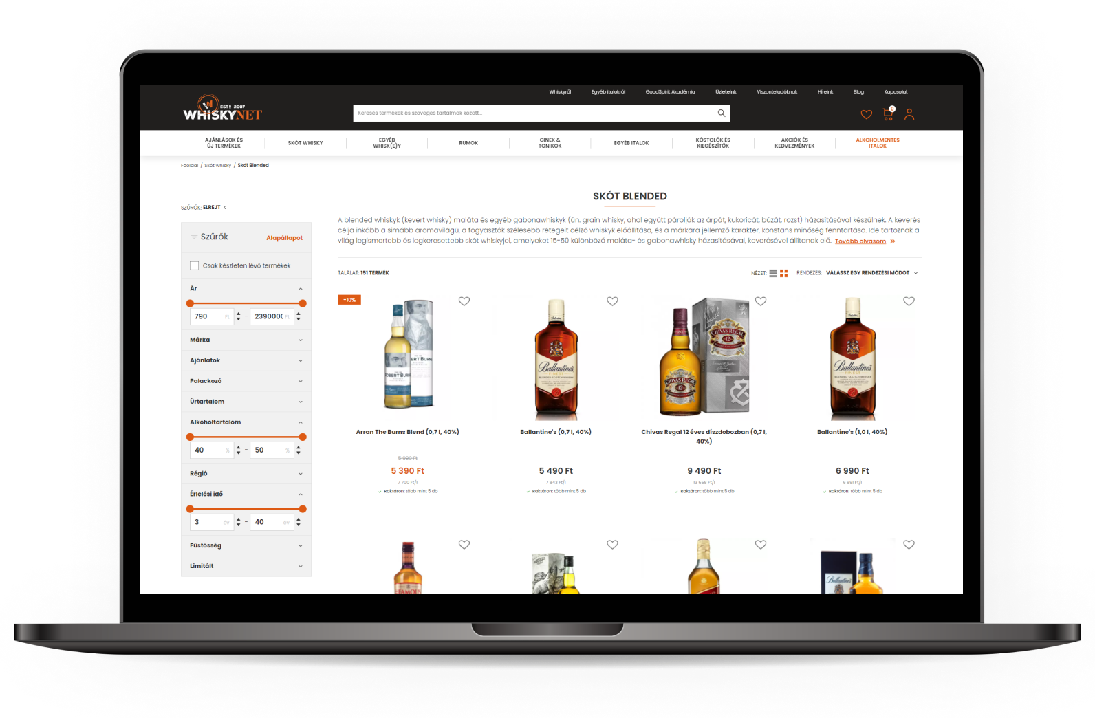 Webshop készítés Logishop alapokon: elindult a WhiskyNet új webáruháza