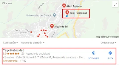 Mapa de ficha Google Mi negocio