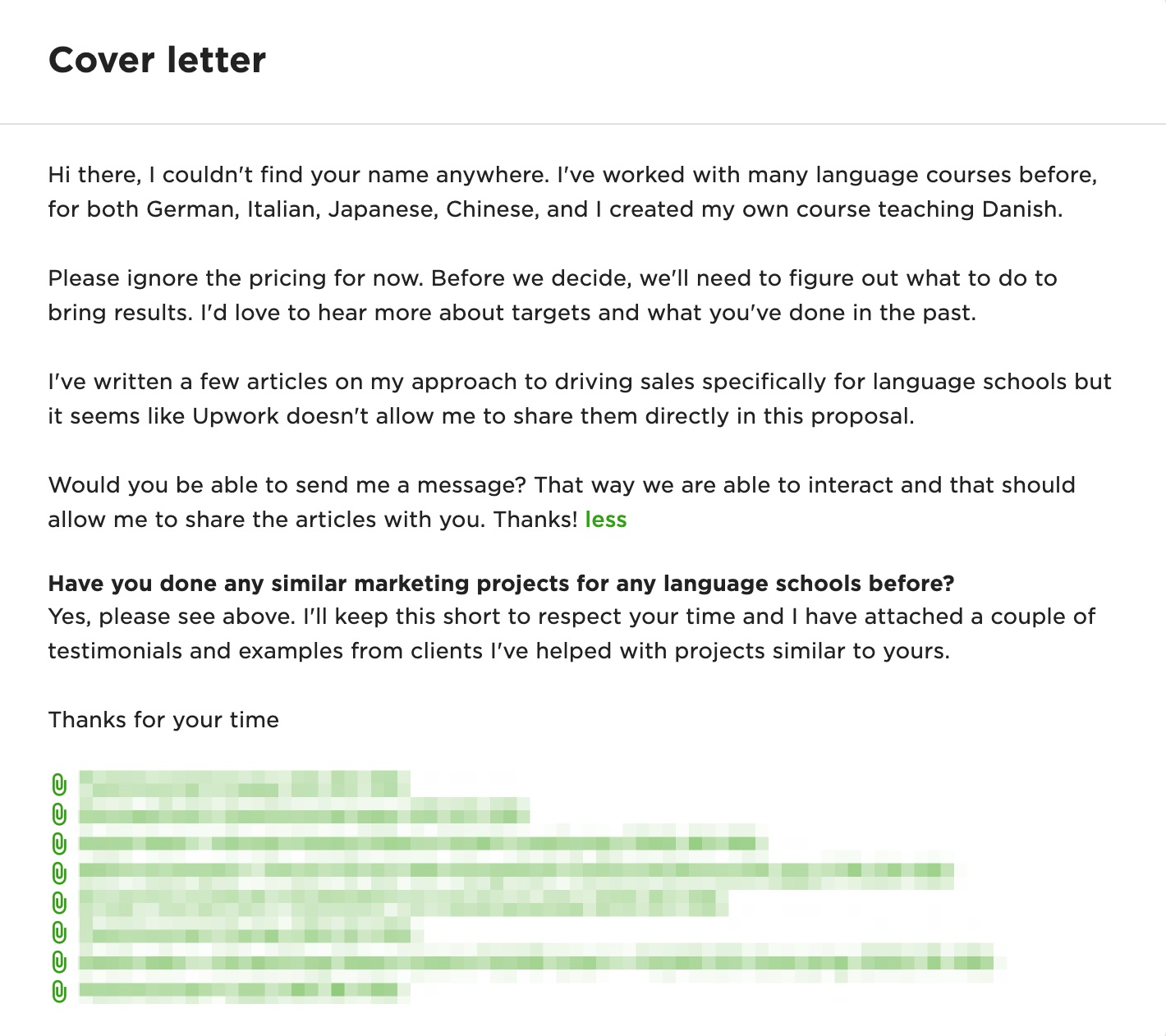 cover letters upwork
