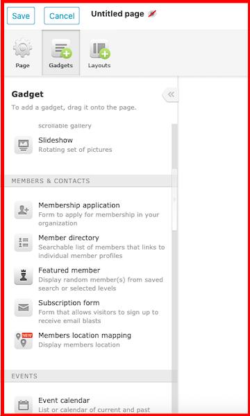 Membership Gadget Options
